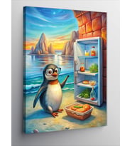 Kanvas Tablo Penguen Ve Buzdolabı