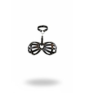 Mulvxbrf Brf02 Siyah Göğüs Harness Kafes Detaylı Zımbalı Boyunluk - Brf224 (Mulvix)