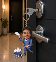 Kişiye Özel Postacı Kargo Görevlisi Karikatür Anahtarlık – Fotoğraflı Meslek Temalı Hediyelik