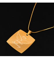 Kişiye Özel İsimli Kararmaz Çelik Kolye Melek Kanat Tasarım Kolye (Gold)