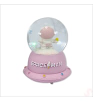 Uçuşan Yıldızlı,7,5cm x 4,5cm Led Işıklı Astronot Küre - Pembe (STD)