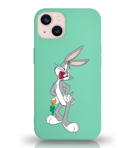 Apple iPhone 13 Uyumlu Lansman Kılıf Bugs Bunny Tasarımlı Altı Kapalı İçi Kadife Kaplı  Kapak (Şeffaf)