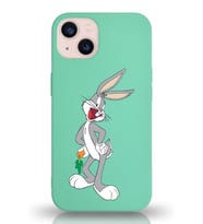 Apple iPhone 13 Uyumlu Lansman Kılıf Bugs Bunny Tasarımlı Altı Kapalı İçi Kadife Kaplı  Kapak (Şeffaf)