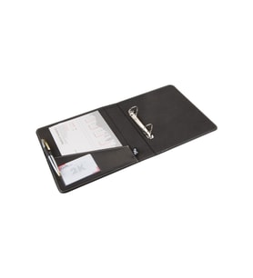 Evrak Sunum Tanıtım Firma Klasörü 4 cm 2 Halkalı A5 250 Yaprak Kapasiteli Ring Binder File Vegan 20x23 cm (Siyah)