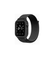 Çınarcık Dev Apple Watch 38mm Hasırlı Cırtcırtlı Kasalı Kordon - Benekli Siyah