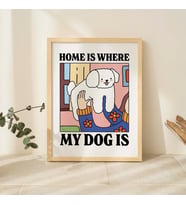 Sevimli Köpek Baskısı, Evim Köpeğimin Olduğu Yer Poster, Eklektik Renkli Posterler, Sağlıklı Baskılar