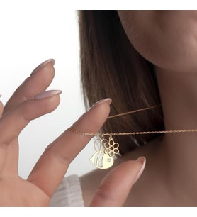 Minimal Bal Peteği Charmlı Arı Kolye 925K Gümüş (Gold)