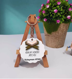 Kuran Kursu Hocası Ahşap Anahtarlık