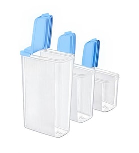 Vos Versa 3lü Dikey Mavi Şeffaf Erzak Saklama Kabı Seti 2400 X 1700 X 1200 ML VVHM0002