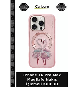 iPhone 16 Pro Max MagSafe Nakış İşlemeli Kılıf 3D Kadın Aksesuar Tarz Kap Kuş Figürlü