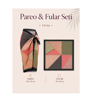 Tarzını Seç Premium Prizma Desenli 2’li Pareo ve Fular Seti 150x95 cm / 70x70 cm