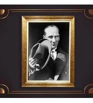 Altın Varaklı Çerçeveli Paspartulu Atatürk Tablo z4944 (Gold)