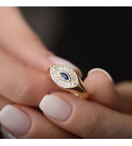 14k Altın Renkli Taşlı Göz Yüzük