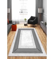 Gri Çerçeveli Kaymaz Tabanlı Makinede Yıkanabilir Halı AR938 - 100 x 160 cm