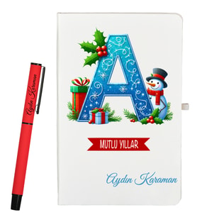 Yeni Yıl Hediyesi Kişiye Özel Defter ve Roller Kalem Seti