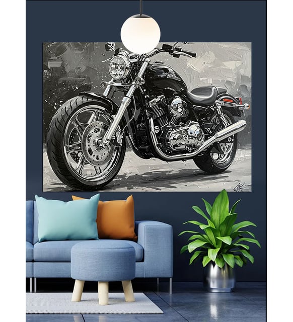 Harley Davidson Motosiklet Klasik Dekoratif Kanvas - Mdf Ahşap Tablo