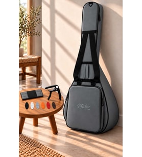 Midex CS-122 Uzun Sap Saz Bağlama Gigbag Çantası Kılıfı Kalın Soft Case (Kapo + 6 Adet Mızrap + Mızrap Cüzdanı)