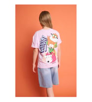 Defacto Super 1 Takım Oversize Lila Kız Çocuk T-Shirt H7949A8/PR143