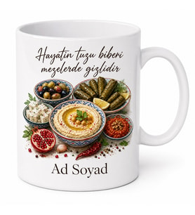 Mezeci Hediyesi Baskılı Kupa Bardak Özel Tasarım Meze Severler İçin Hediye