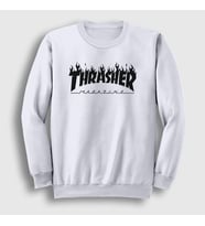 Presmono Unisex Beyaz Logo V6 Thrasher Sweatshirt 279717tt (Beyaz)