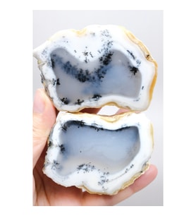 Merlinit (Dendritik Opal) - Mavi ve Beyaz Opal Çifti Fikir veren ve Dengeli Taş