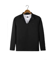 Erkek Siyah Rahat Kalıp Yarım Fermuarlı Bato Yaka Basic Sweatshirt 21K-5200179-2
