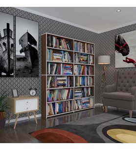 Kenzlife kitaplık süper ga 180*160*19 cvz 6 katlı 2 bölme çift bölme opsiyonlu ofis mutfak banyo dolabı arkalıksız
