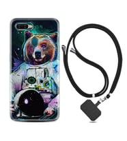 Oppo A5S A15 A16 A54 A55 A73 A74 Kılıf Boyun Askılı Silikon Astronot Panda 1755