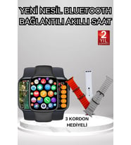 Akıllı Saat Arama Görüşme Bildirim Görme Uyku Takibi Nabız Ölçer 3 Kordon Hediyeli