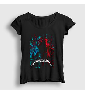 Presmono Kadın Siyah Cloak Metallica T-Shirt 66570tt