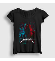 Presmono Kadın Siyah Cloak Metallica T-Shirt 66570tt