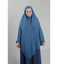 Bebe Mavisi Pratik Hazır Geçmeli Tesettür Eşarp Krep Bağcıklı Sufle Hijab 2313_11
