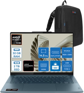 Lenovo Yoga Pro 7 14ASP10  Amd Ryzen Aı 9 365 32GB Ram 2tb SSD 14.5" 3k (2944X1840) OLED 1000NITS Freedos Taşınabilir Bilgisayar YG83LX000LTRF04+ZETTAÇANTA