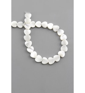 Sedef Doğal Taş Parlak Beyaz Kalp Kesim 8x3mm Dizi [AA]