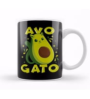 Cute & Funny Avogato Avocado Cat Pun Kupa Bardak Porselen