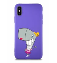 Apple iPhone X Soft Premier Kapak Pearl Yengeç Tasarımlı Silikon Kılıf - Mor (Şeffaf)