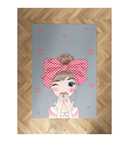 MEKTA HOME BEBEK VE ÇOCUK ODASI Fiyonklu Kız Desenli Halı