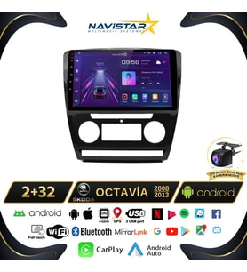 Skoda Octavia 2008-2013 Model 2+64GB Android 13 Kablosuz Carplay Navigasyon Multimedya Sistemi