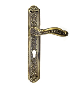 Antika Tarz Dekoratif Pirinç Ulu Model Desenli Banyo, WC Kapı Kolu - 354x57 mm, 