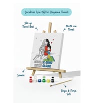 Anneler Günü Kutlu Olsun Boyama Tuvali Şövaleli Boya ve Fırça Seti 20x20 cm