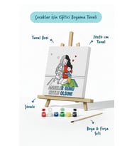 Anneler Günü Kutlu Olsun Boyama Tuvali Şövaleli Boya ve Fırça Seti 20x20 cm