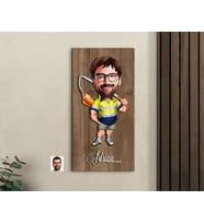 BK Gift Kişiye Özel Balıkçı Karikatürlü Kabartma Figürlü Ahşap Tablo-5, Arkadaşa Hediye, Sevgiliye Hediye, Duvar Dekoru