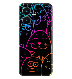 Vivo Y22S Kılıf Silikon Desen Özel Seri Neon Cats 1790