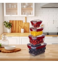 4'lü Master Dikdörtgen Saklama Kabı (550 ml - 1000 ml - 1800 ml - 3000 ml) (Bordo)