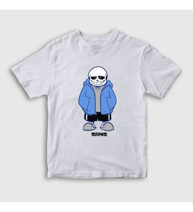 Presmono Unisex Çocuk Beyaz Blue Coat Sans Undertale T-Shirt 31796tt (Beyaz)