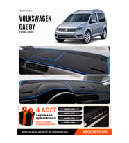 e-biz VOLKSWAGEN CADDY (2015-2021) Uyumlu Torpido Örtüsü, Torpido Kılıfı - Siyah-Mavi - VW003