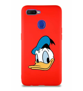 Oppo A5S Soft Premier Kapak Donald Duck-B Tasarımlı Silikon Kılıf - Kırmızı (Şeffaf)