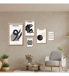 5'li Ahşap Lamine Çerçeveli Mdf Tablo Seti Matisse Sweet Home (Ahşap)
