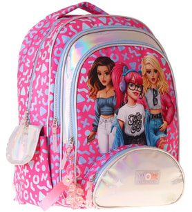 Wow Generation Kız Çocuk Girl Friends Baskılı Kırmızı İlkokul ve Günlük Okul Sırt Çantası - W6059 - Dört Bölmeli