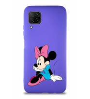 Huawei P40 Lite Soft Premier Kapak Minnie Mouse-E Tasarımlı Silikon Kılıf - Mor (Şeffaf)